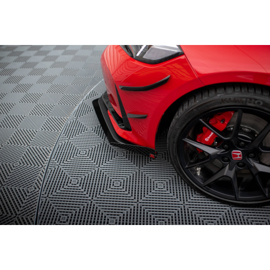 Maxton Design rohové spoilery pod přední nárazník pro Honda Civic Mk11 Type-R, černý lesklý plast ABS