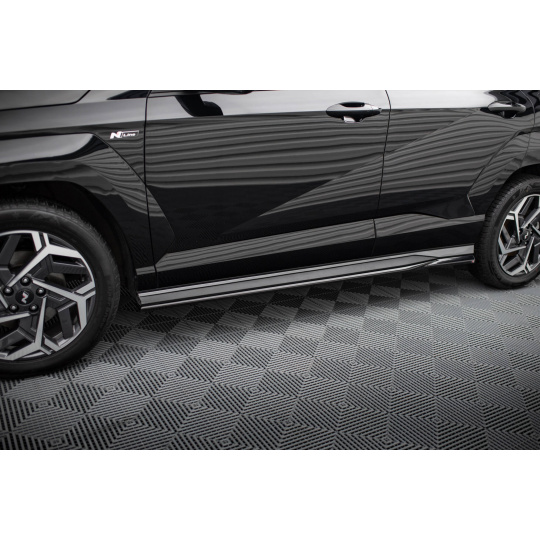 Maxton Design difuzory pod boční prahy pro Hyundai Kona Mk2 /N-Line, černý lesklý plast ABS