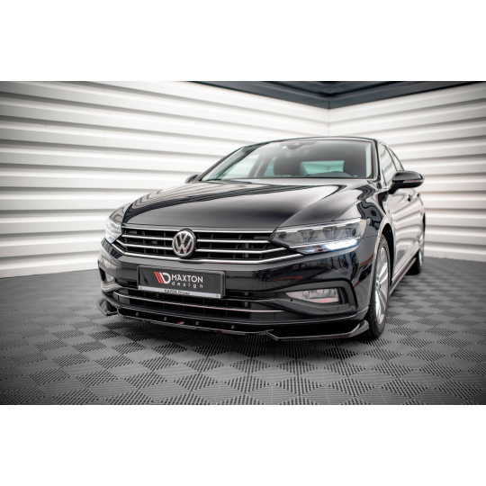 Maxton Design spoiler pod přední nárazník pro Volkswagen Passat Mk8 (B8) Facelift, černý lesklý plast ABS