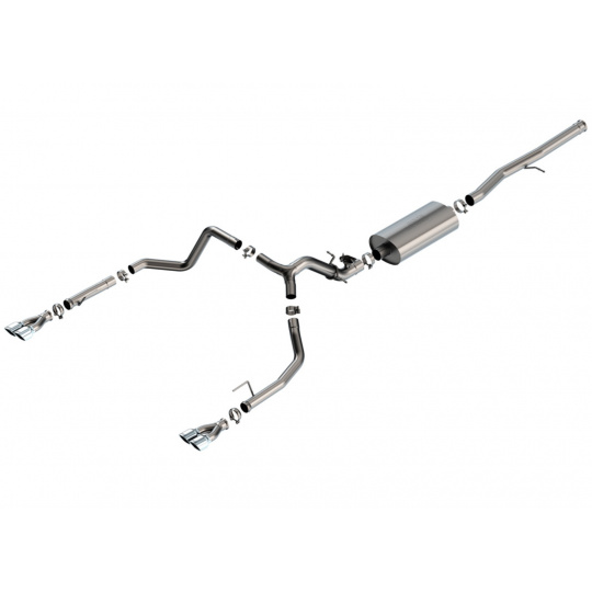 Borla Cat-Back výfukový systém "Touring" pro Chevrolet Silverado 1500 6.2L V8, automat, 2WD/4WD, EC s SB (6'7") 147.4" WB/ CC s SB (5'10") 147.4" WB, chromové koncovky