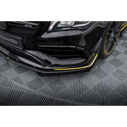 Maxton Design rohové spoilery pod přední nárazník pro Mercedes CLA C 117 Facelift 45 Aero, plast ABS bez povrchové úpravy