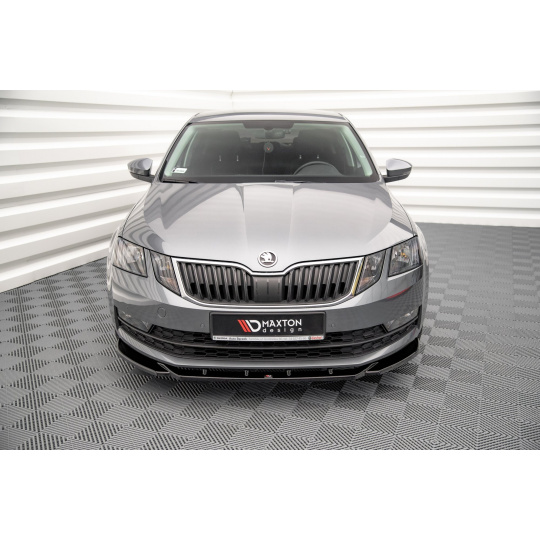 Maxton Design spoiler pod přední nárazník ver.2 pro Škoda Octavia Mk3 Facelift, černý lesklý plast ABS