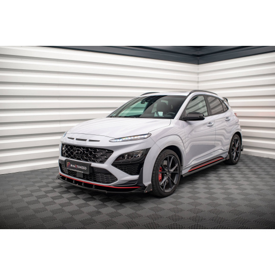 Maxton Design spoiler pod přední nárazník s křidélky ver.2 pro Hyundai Kona N Mk1, černý lesklý plast ABS