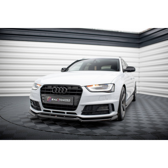 Maxton Design spoiler pod přední nárazník ver.2 pro Audi A4 B8 Competition Facelift, černý lesklý plast ABS, Avant