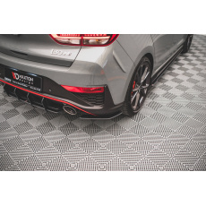 Maxton Design "Street Pro" boční difuzory pod zadní nárazník pro Hyundai i30 N MK3 Facelift, plast ABS bez povrchové úpravy, s červenou linkou