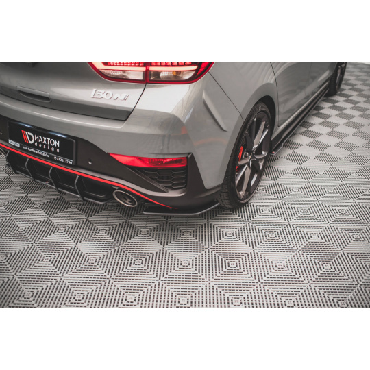Maxton Design "Street Pro" boční difuzory pod zadní nárazník pro Hyundai i30 N MK3 Facelift, plast ABS bez povrchové úpravy, s červenou linkou