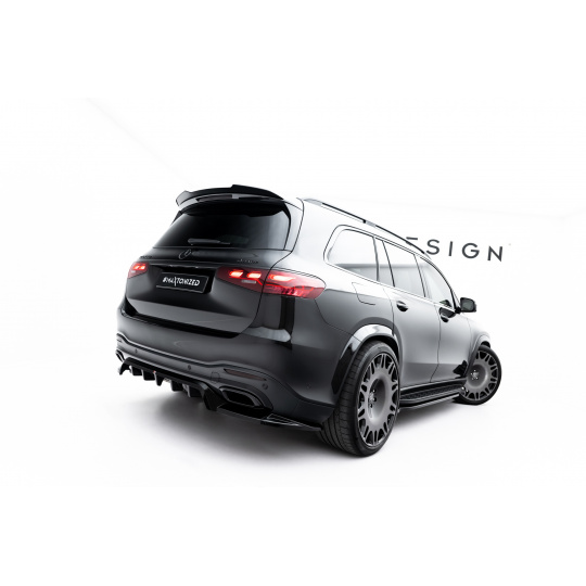 Maxton Design spoiler pod zadní nárazník s žebrováním pro Mercedes GLS X167 AMG-Line Facelift, černý lesklý plast ABS