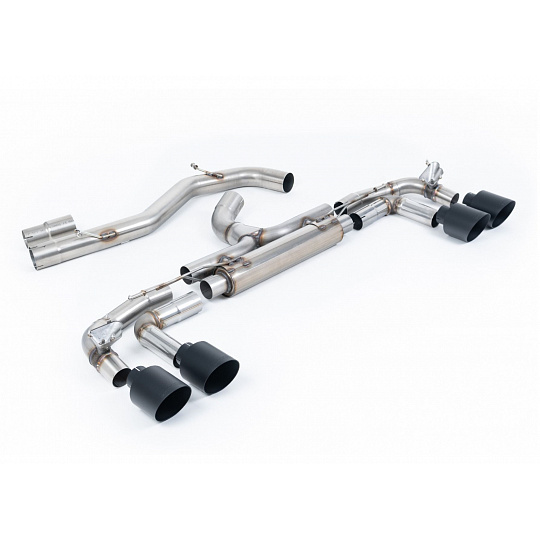 Milltek Sport výfukový systém cat-back Race System - 80mm bez rezonátoru (nejhlasitější) pro Audi S3 2.0TFSI Quattro Sportback 310PS 8Y (s OPF/GPF) 2020-2024, typ koncovek: GT-115 černé