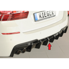 Rieger vložka zadního nárazníku (pro vozy s tažným zařízením) pro BMW řada 5 F11 touring, plast ABS lakovaný do černé lesklé barvy, pro orig. dvojitou koncovku vlevo