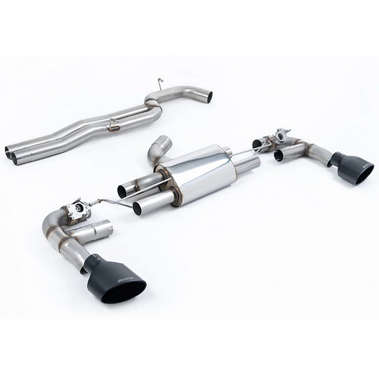 Milltek Sport výfukový systém cat-back 80mm Race bez rezonátoru (nejhlasitější) pro Audi RS3 Sportback 400PS (8V MQB - Facelift) s OPF/GPF 2019-2024, černé koncovky