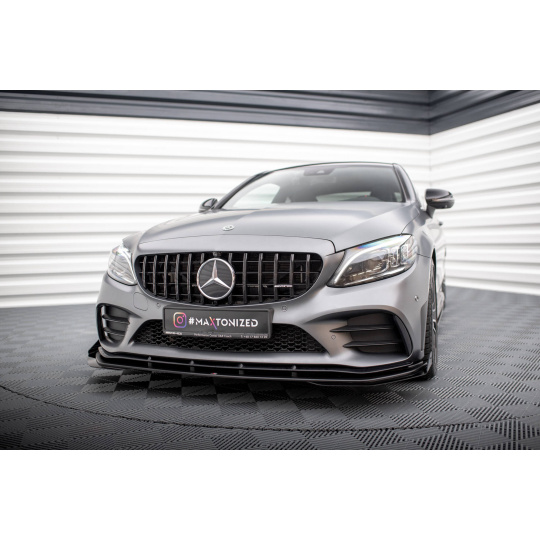 Maxton Design "Street Pro" spoiler pod přední nárazník s křidélky pro Mercedes třída C W205 Facelift/43 AMG/Coupe, plast ABS bez povrchové úpravy, s červenou linkou