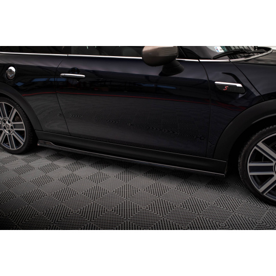 Maxton Design difuzory pod boční prahy pro Mini Cooper F56 Facelift, černý lesklý plast ABS