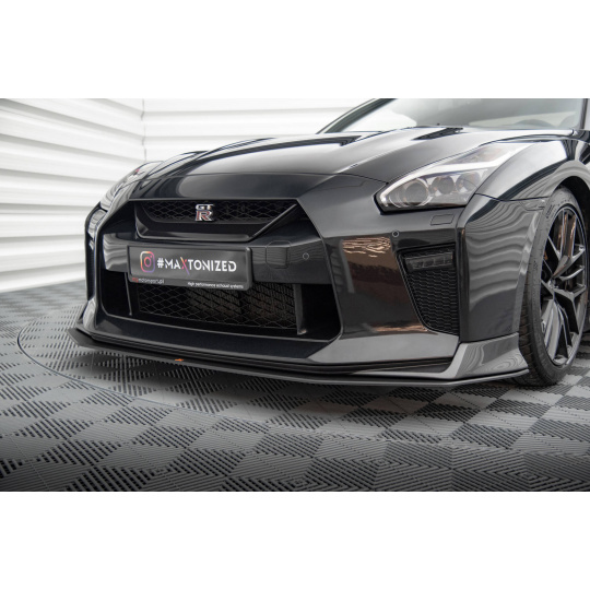 Maxton Design "Street Pro" spoiler pod přední nárazník pro Nissan GT-R R35 Facelift, plast ABS bez povrchové úpravy, s červenou linkou
