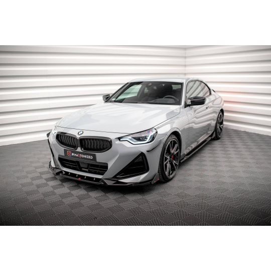 Maxton Design spoiler pod přední nárazník s křidélky ver.2 pro BMW řada 2 G42 M240i, G42 M-Pack, černý lesklý plast ABS