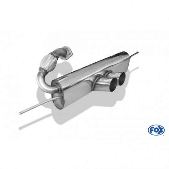 Fox Sportauspuff koncový tlumič výfuku s vývodem uprostřed s koncovkou 2x80 Typ 14 pro Smart Fortwo 451 2010- s motorem 1.0