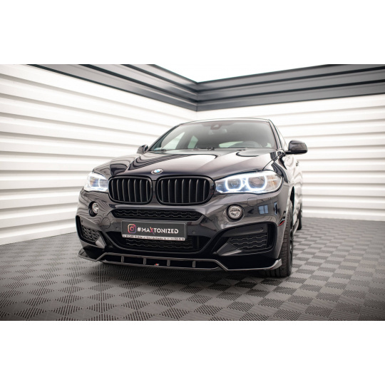 Maxton Design spoiler pod přední nárazník ver.2 pro BMW X6 F16, černý lesklý plast ABS, M-Pack