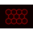 Kompletní LED hexagonové svítidlo červené, rozměr: 11 elementů 336 x 238 cm