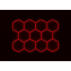 Kompletní LED hexagonové svítidlo červené, rozměr: 11 elementů 336 x 238 cm Kompletní LED hexagonové svítidlo červené, rozměr: 11 elementů 336 x 238 cm