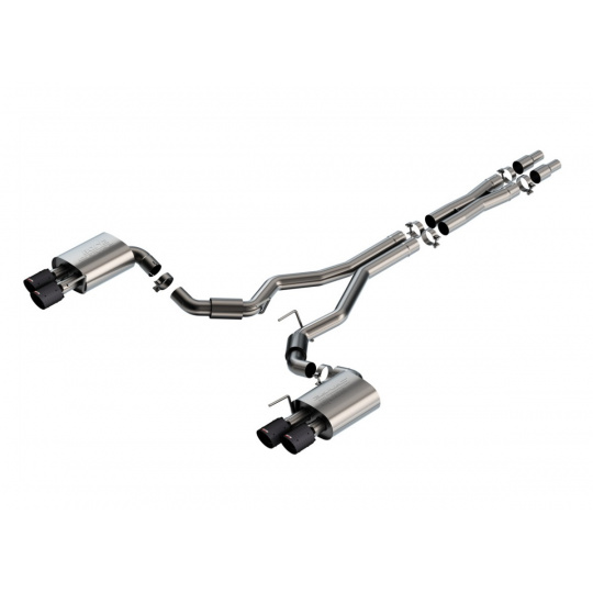 Borla Cat-Back výfukový systém "S-Type" pro Ford Mustang GT 5l V8, automat/manual, RWD, 2-dveř., r.v. 2024-, bez aktivního výfuku, typ koncovek: karbonové