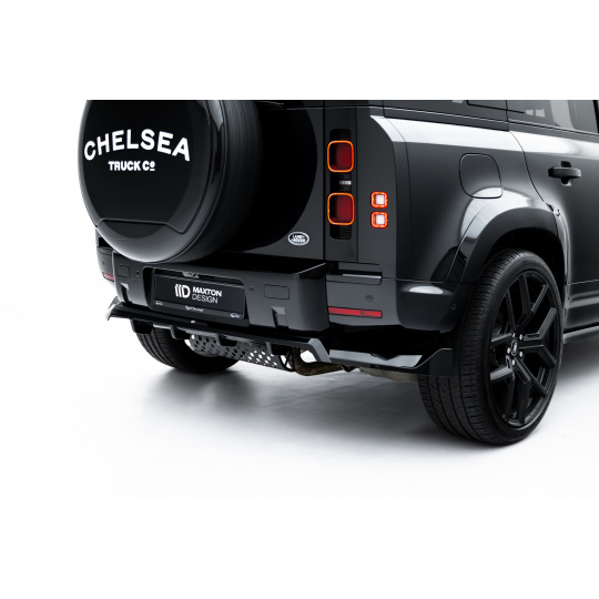 Maxton Design spoiler pod zadní nárazník s žebrováním pro Land rover Defender Mk4, černý lesklý plast ABS