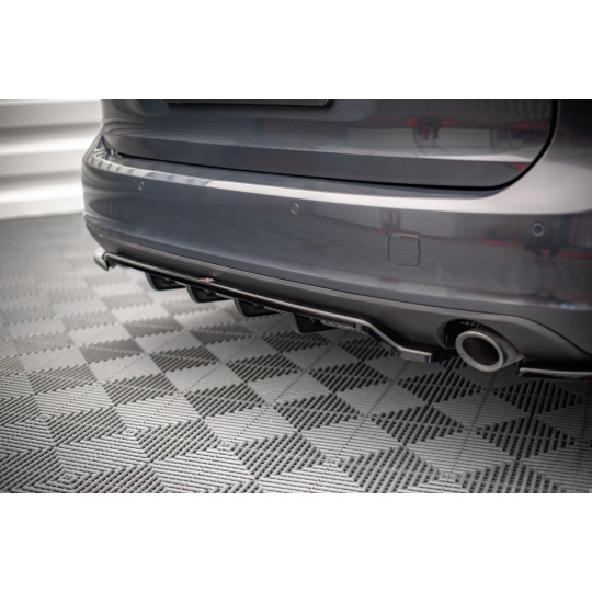 Maxton Design středový spoiler pod zadní nárazník s žebrováním pro Volvo V90 Mk2, černý lesklý plast ABS
