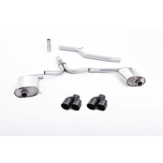 Milltek Sport výfukový systém cat-back pro Audi A4 2.0 TDi B8 140PS / 177PS 2WD Sedan a Avant (pouze S line) 2009-2011, černé koncovky