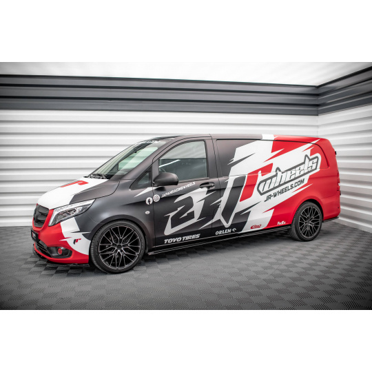 Maxton Design difuzory pod boční prahy pro Mercedes Vito W447 Facelift, černý lesklý plast ABS