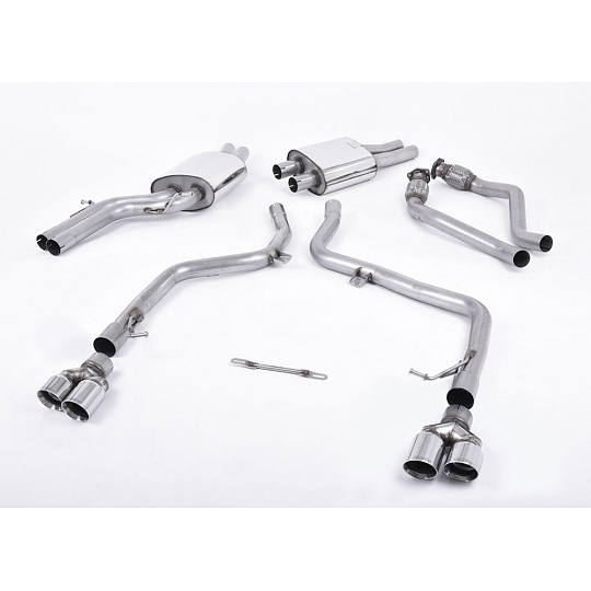 Milltek Sport výfukový systém cat-back Závodní verze (nedoporučuje se pro silniční provoz) pro Audi S5 3.0 TFSI B8 Coupe/Cabriolet (S tronic) 2009-2011, typ koncovek: dvojité leštěné