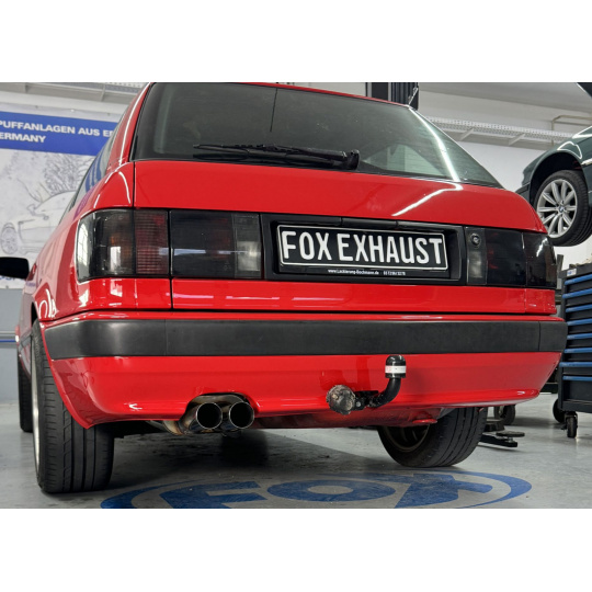 Fox Sportauspuff koncový tlumič výfuku s koncovkou 2x70 Typ 10 pro Audi 80 Quattro B4 s motorem 2.0, 2.3, 2.6, 2.8
