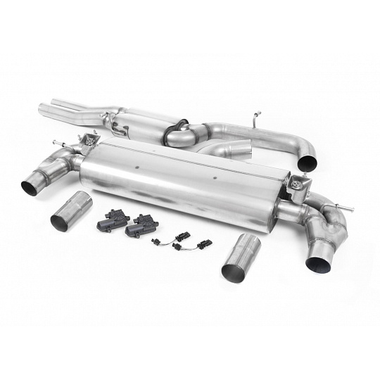 Milltek sport ValveSonic výfukový systém cat-back s rezonátorem pro Audi RS3 Sedan 400PS (8V MQB) - s OPF/GPF 2019-2024, typ koncovek: oválné titanové modré