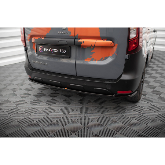 Maxton Design středový spoiler zadního nárazníku pro Renault Express Mk2, černý lesklý plast ABS