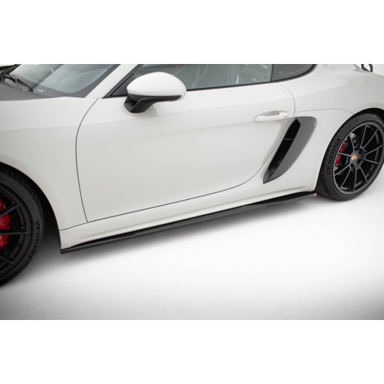 Maxton Design difuzory pod boční prahy pro Porsche Cayman 982c, černý lesklý plast ABS, 718 GTS