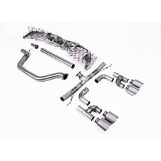 Milltek Sport výfukový systém OPF/GPF Back Golf R Style - Race (nejhlasitější) pro Volkswagen Golf Mk8 GTi (Golf R Style Quad Outlet - 245ps s OPF/GPF) 2020-2024, typ koncovek: GT-115 titanové