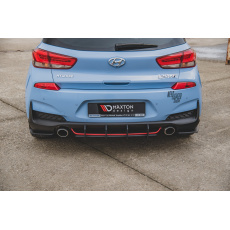Maxton Design "Racing durability" zadní difuzor ver.2 pro Hyundai i30 N Mk3, plast ABS bez povrchové úpravy, s červeným proužkem na svislých žebrech