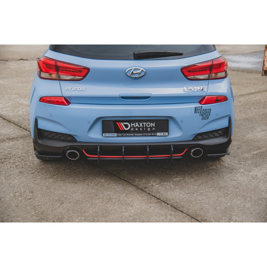 Maxton Design "Racing durability" zadní difuzor ver.2 pro Hyundai i30 N Mk3, plast ABS bez povrchové úpravy, s červeným proužkem na svislých žebrech Maxton Design "Racing durability" zadní difuzor ver.2 pro Hyundai i30 N Mk3, plast ABS bez povrchové úpravy, s červeným proužkem na svislých žebrech