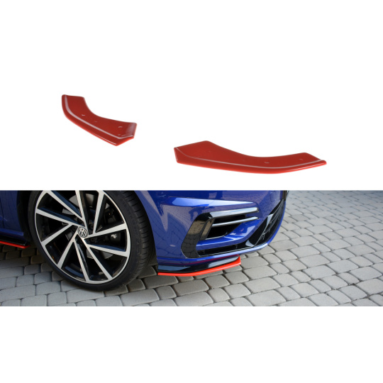Maxton Design spoiler pod přední nárazník ver.8 pro Volkswagen Golf R Mk7 Facelift, červený lesklý plast ABS