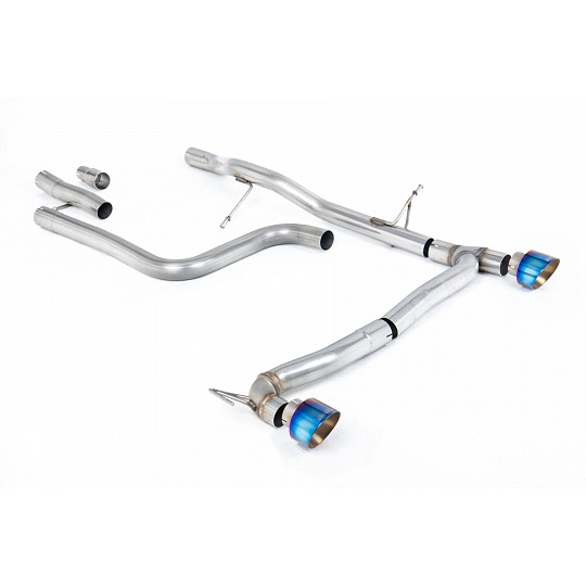 Milltek Sport výfukový systém OPF/GPF Back bez rezonátoru (hlasitější) pro Ford Fiesta Mk8 1.0T EcoBoost ST-Line 3/5-dvéř. (155ps Hybrid s OPF/GPF) - Maxton kit s dvojitým výstupem 2020-2024, GT-100 titanově modré koncovky