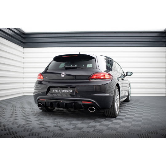 Maxton Design vložka zadního nárazníku ver.2 pro Volkswagen Scirocco R Mk3, černý lesklý plast ABS