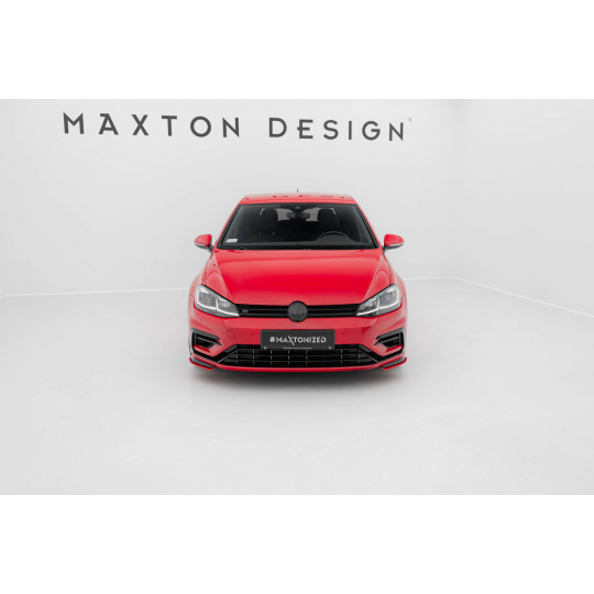 Maxton Design spoiler pod přední nárazník ver.8 pro Volkswagen Golf R Mk7 Facelift, červený lesklý plast ABS