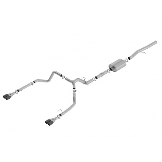 Borla Cat-Back výfukový systém "ATAK" pro Chevrolet Silverado 1500 6,2l V8, s aut. převodovkou, EC/SB, CC/SHB, 147" WB, r.v. 2019-2020, typ koncovek: černé