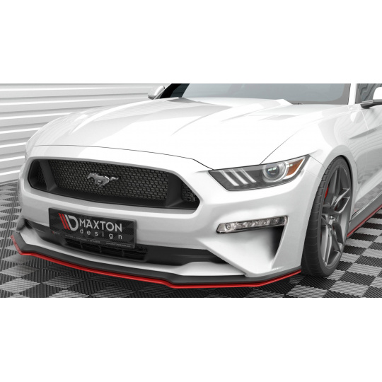 Maxton Design spoiler pod přední nárazník ver.2 pro Ford Mustang Mk 6 Facelift, červený lesklý plast ABS