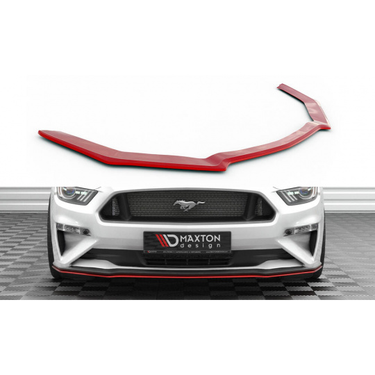 Maxton Design spoiler pod přední nárazník ver.2 pro Ford Mustang Mk 6 Facelift, červený lesklý plast ABS