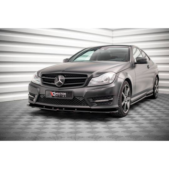 Maxton Design spoiler pod přední nárazník ver.2 pro Mercedes třída C W204/AMG-Line, černý lesklý plast ABS, Coupe