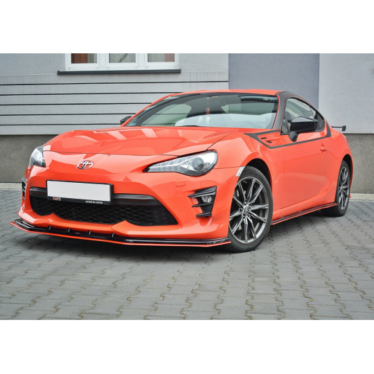 Maxton Design spoiler pod přední nárazník ver.4 pro Toyota GT86 FL, černý lesklý plast ABS, s červenou linkou Maxton Design spoiler pod přední nárazník ver.4 pro Toyota GT86 FL, černý lesklý plast ABS, s červenou linkou