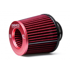 Raemco univerzální vzduchový filtr o délce 130 mm se vstupem 77 mm s možností redukce na 70 nebo 63 mm, barva: červená