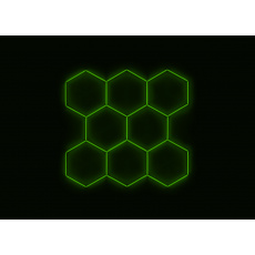 Kompletní LED hexagonové svítidlo zelené, rozměr: 8 elementů 252 x 238 cm Kompletní LED hexagonové svítidlo zelené, rozměr: 8 elementů 252 x 238 cm
