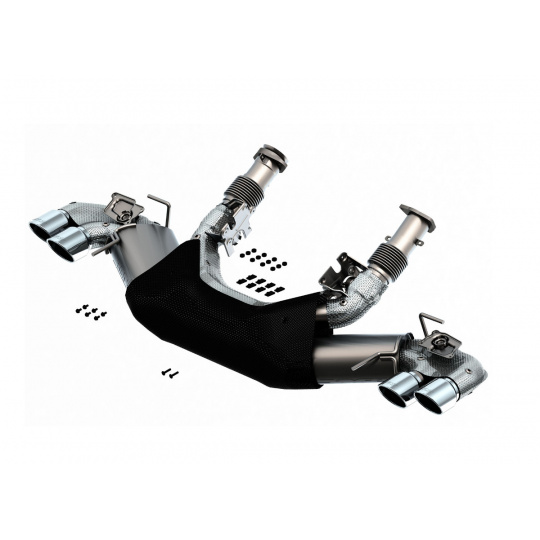 Borla Cat-Back "S-Type" pro Chevrolet Corvette Stingray C8 6,2l V8 s automatickou převodovkou, RWD 2-dvéř., r.v. 2020-2021, typ koncovek: chromové