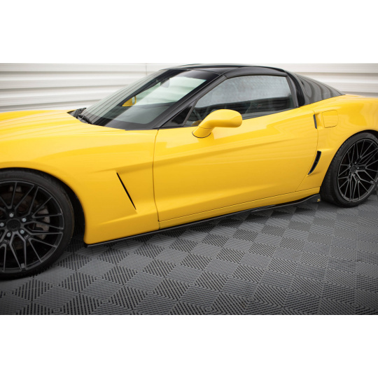 Maxton Design difuzory pod boční prahy pro Chevrolet Corvette C6, černý lesklý plast ABS