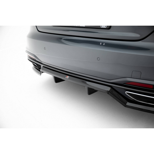 Maxton Design spoiler pod zadní nárazník s žebrováním pro Audi A5 F5 Facelift, černý lesklý plast ABS, Coupe/Sportback