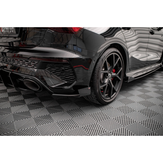 Maxton Design "Street Pro" boční difuzory pod zadní nárazník s křidélky pro Audi RS3 8Y, plast ABS bez povrchové úpravy, Sportback, s červenou linkou